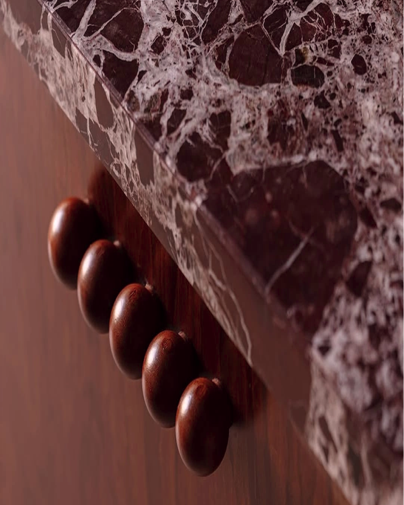 Athar round wooden knobs on marble